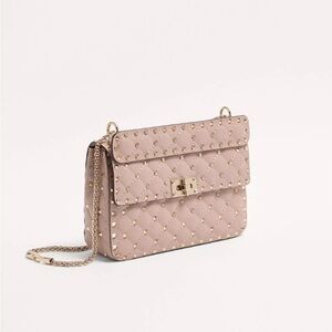 Valentino Garavani Blush Quilted Studded Chain Shoulder Bag